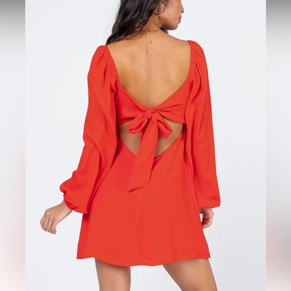 Princess Polly Backless Yolanda Mini Dress in Bold Red 10